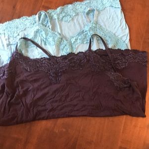 Two Lace Trimmed Camisoles